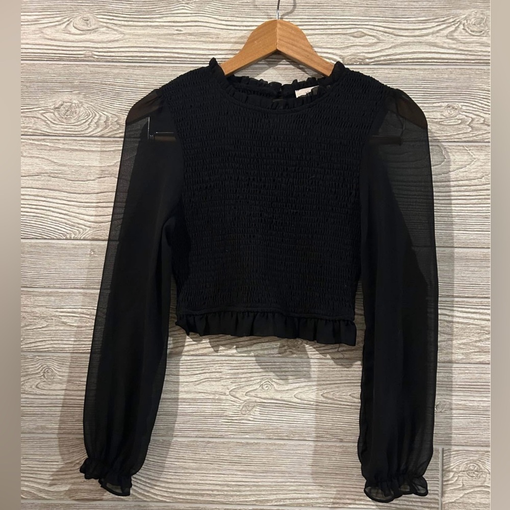 Elegant Black Sheer Sleeve Top - Idem Ditto